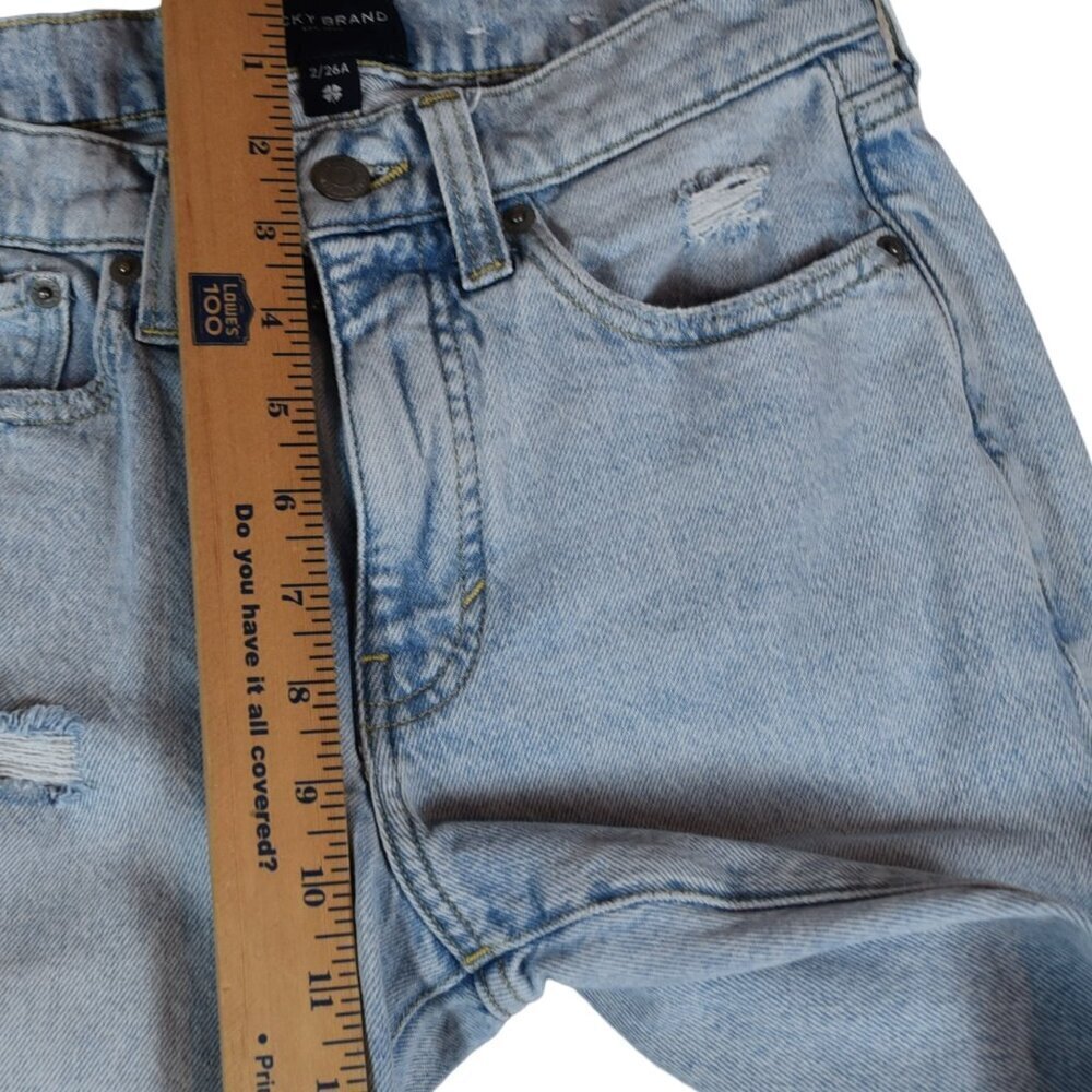Lucky Brand 90s Straight Leg Jeans Light Wash Distressed Mid Rise 2/26A Grunge - Picture 7 of 11